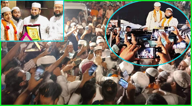 গভীর রাত তবুও হাফেজ তাকরিমের অভ্যর্থনায় মানুষের উপচে পড়া ভিড়